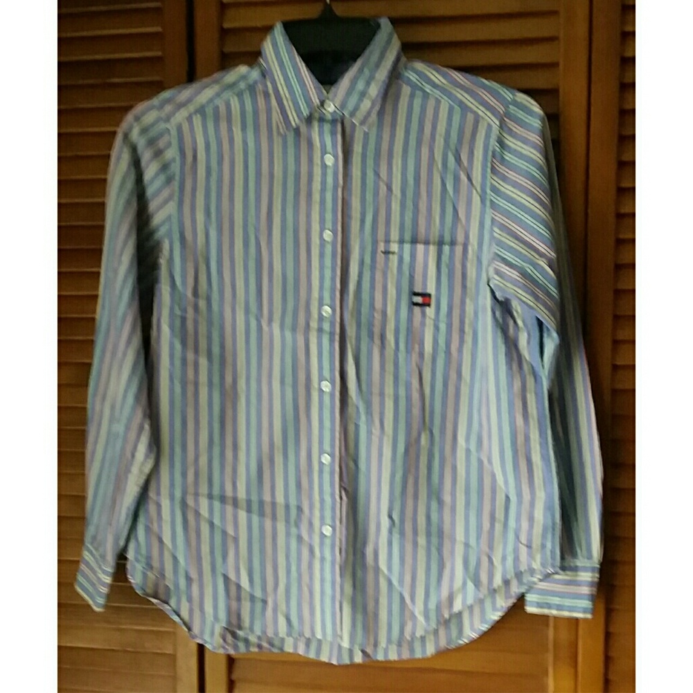 Women's Vintage Tommy Hilfiger Blouse Flag Logo